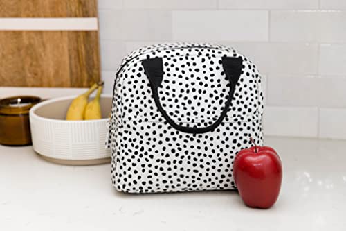 Steel Mill & Co Insulated Lunch Bag, Large Capacity Lunch Tote, Cute Lunch Box for Women, Mini Cooler with Zipper Closure, Pockets, and Sturdy Handles, Black Dots | The Storepaperoomates Retail Market - Fast Affordable Shopping