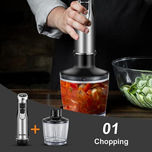 Immersion Hand Blender Multi-Purpose 220V 4 IN 1 Blender Heavy Duty Copper Motor Stainless Steel Finish Includes Whisk Attachment, Chopper and Smoothies Cup (EU Plug) | The Storepaperoomates Retail Market - Fast Affordable Shopping