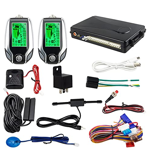 GAMYX 2 Way Car Alarm pke Keyless Entry LCD Pager Display Vibration Alarm Universal Car Keyless Entry System Burglar Alarm (Color : Kit Without Siren) | The Storepaperoomates Retail Market - Fast Affordable Shopping