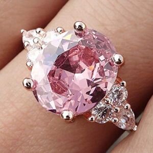Ploymanee Jewelry 3.3CT Pink Sapphire Birthstone Wedding Silver Vintage Jewelry Ring Size 6-10 (7)