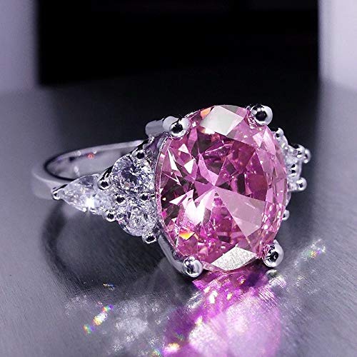 Ploymanee Jewelry 3.3CT Pink Sapphire Birthstone Wedding Silver Vintage Jewelry Ring Size 6-10 (7) | The Storepaperoomates Retail Market - Fast Affordable Shopping