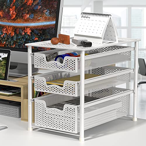 Simple Houseware Stackable 3 Tier Sliding Basket Organizer Drawer, White | The Storepaperoomates Retail Market - Fast Affordable Shopping