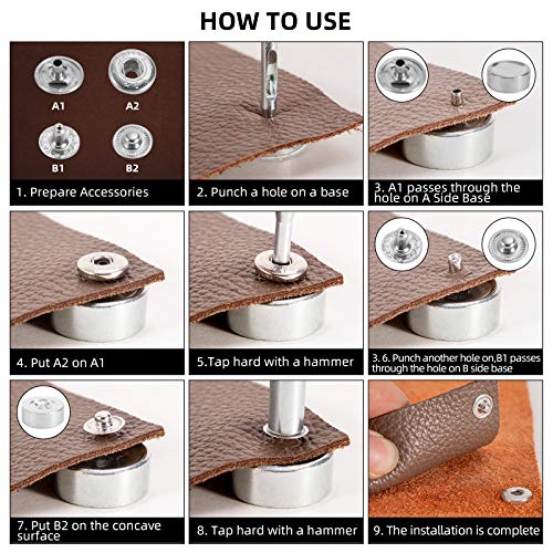 Toututu 120 Sets Leather Snap Fasteners Kit, 12.5mm Metal Snap Buttons Press Studs with 4 Setting Tools, 6 Color Leather Snaps for Clothes, Jackets, Jeans Wears, Bracelets, Bags | The Storepaperoomates Retail Market - Fast Affordable Shopping