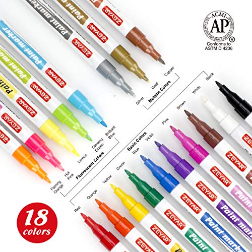 ZEYAR Oil-Based Paint Markers, Expert of Rock Painting, Extra Fine Point, 18 Colors, AP Certified. Permanent Ink & Waterproof, Works on Rock, Wood, Glass, Metal, Ceramic and more | The Storepaperoomates Retail Market - Fast Affordable Shopping