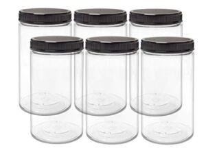 ljdeals 32 oz Clear Plastic Jars with Lids, Storage Containers, Wide Mouth PET Mason Jars, Pack of 6, BPA Free, Food Safe, Made in USA
