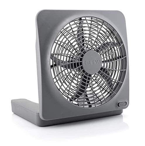 Treva 10-Inch Portable Desktop Air Circulation Battery Fan, 2 Speed, Compact Folding & Tilt Design, with AC Adapter (Graphite) | The Storepaperoomates Retail Market - Fast Affordable Shopping