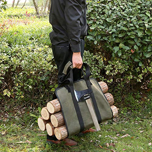 AAGUT Firewood Carrier Log Tote Bag Large Canvas Waxed Indoor Fireplace Log Carrier Wood Bag for Firewood, Heavy Duty Fire Wood Holders Outdoor Fire Place Carrying Tote with Handles – Green | The Storepaperoomates Retail Market - Fast Affordable Shopping