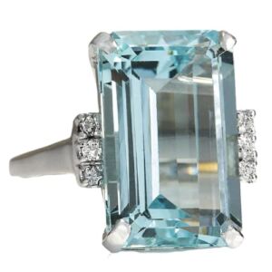 DOCCESTU Vintage Fashion Women 925 Silver Aquamarine Gemstone Ring Engagement Wedding Jewelry Size 5-11 (7#)