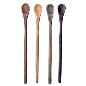 Karma Long Handle Tasting Spoons Set – Long Handle Spoons for Cooking – Wood Kitchen Utensils – Wood – Set of 4