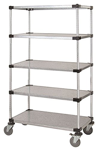 Omega 24″ Deep x 48″ Wide x 69″ High 5 Tier Solid Galvanized Mobile Shelving Unit with 1200 lb Capacity | The Storepaperoomates Retail Market - Fast Affordable Shopping