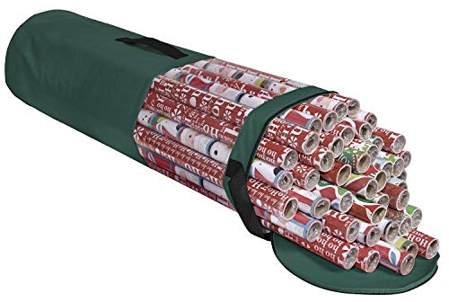 ProPik Gift Wrapping Paper Storage Organizer Bag, Store Up To 24 Rolls 40 Inch, Heavy Duty Polyester plus PVC Clear Bag with Handles and Zippered Top for Gift Wrap and Ribbons (Green) | The Storepaperoomates Retail Market - Fast Affordable Shopping