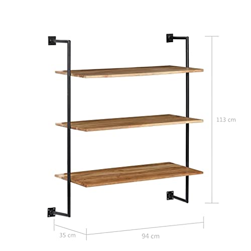 vidaXL Wall Shelf 37″x13.7″x44.4″ Solid Acacia Wood | The Storepaperoomates Retail Market - Fast Affordable Shopping