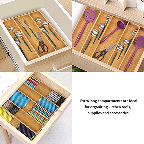 Utoplike Bamboo Expandable Kitchen Drawer Organizer, Adjustable Utensil Holder and Cutlery Tray Organiser, Drawer Divider for Silverware, Flatware, Knives in Kitchen, Bedroom, Living Room | The Storepaperoomates Retail Market - Fast Affordable Shopping