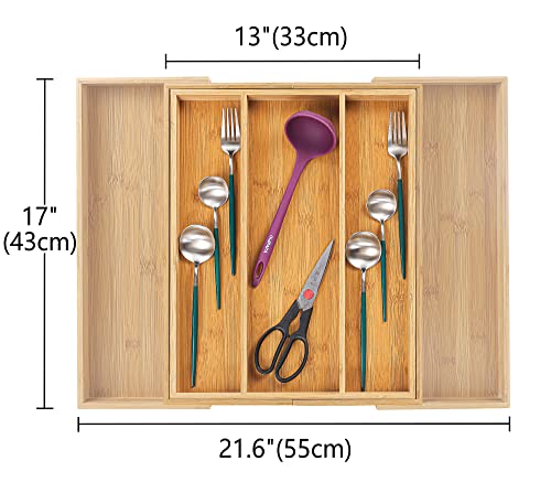 Utoplike Bamboo Expandable Kitchen Drawer Organizer, Adjustable Utensil Holder and Cutlery Tray Organiser, Drawer Divider for Silverware, Flatware, Knives in Kitchen, Bedroom, Living Room | The Storepaperoomates Retail Market - Fast Affordable Shopping