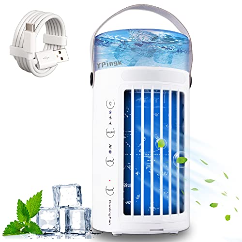 YPingk Portable Air Conditioner Fan Personal Air Cooler Desk Cooling Fan Quiet Humidifier Misting Fan with 7 Colors Night Light 3 Speeds Mini Evaporative Cooler for Home Office Bedroom | The Storepaperoomates Retail Market - Fast Affordable Shopping
