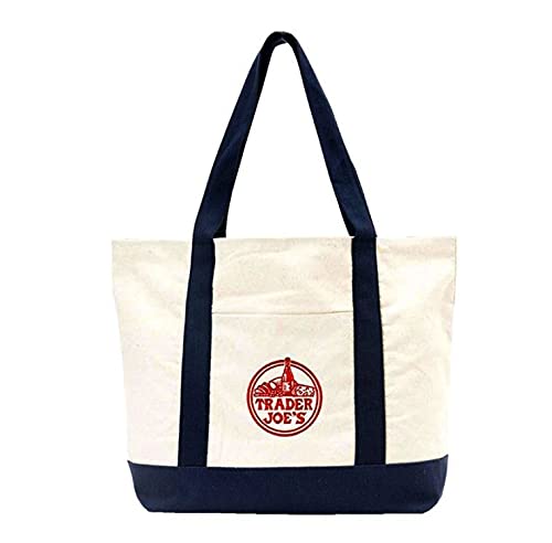 Large Trader Joe’s Shopping Bag Tote Beach Bag Book Bag Cotton Canvas Embroided | The Storepaperoomates Retail Market - Fast Affordable Shopping