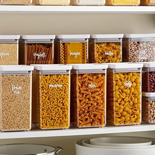 Talented Kitchen 375 Pantry Labels for Food Containers, Preprinted Clear Kitchen Food Labels for Organizing Fridge Storage Canisters and Jars, White Script + Numbers + Date Stickers (Water Resistant) | The Storepaperoomates Retail Market - Fast Affordable Shopping