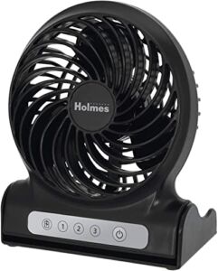 Holmes 4″ Personal Fan Rechargeable Battery Operated – Black
