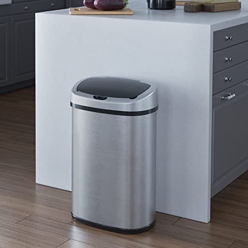 iTouchless 13 Gallon SensorCan Kitchen Trash Can with Odor Filter, Stainless Steel, Oval Shape, Sensor-Activated Lid Garbage Bin for Home, Office, Slim Space-Saving, Battery & AC Adapter not included | The Storepaperoomates Retail Market - Fast Affordable Shopping