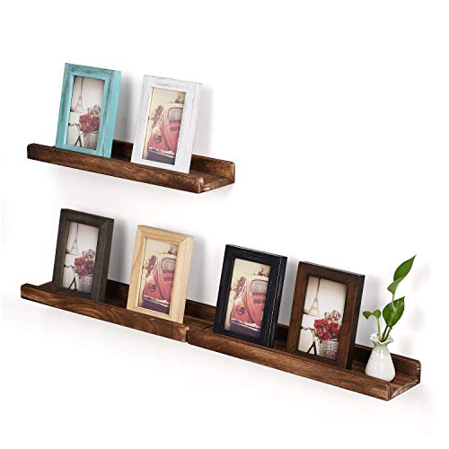 Emfogo Bundle with Wall Shelves with Ledge Wood Picture Shelf Rustic Floating Shelves Set of 3 for Storage and Display 16.9 inch Carbonized Black | The Storepaperoomates Retail Market - Fast Affordable Shopping
