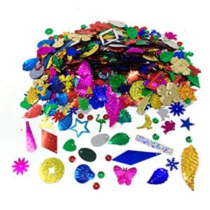 LEEFONE Sequins and Spangles Craft Supplies for DIY, Creative Color Beads Sequins Greeting Card Decoration Gold Foil Iron Slices for Wedding Christmas Clothes Jewelry (Assorted)