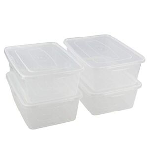 Jekiyo Clear Plastic Storage Bin, 14 Quart Latching Box Container with Lid, 4 Packs