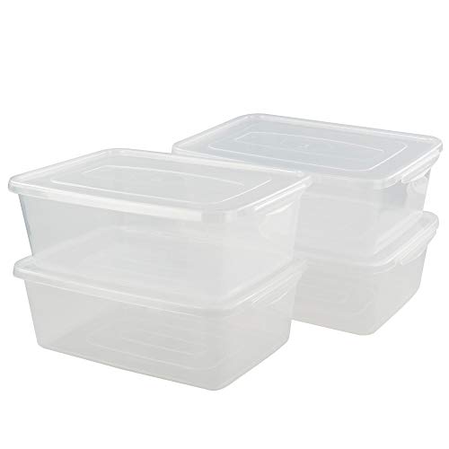 Jekiyo Clear Plastic Storage Bin, 14 Quart Latching Box Container with Lid, 4 Packs | The Storepaperoomates Retail Market - Fast Affordable Shopping