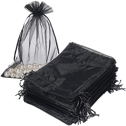 HRX Package Black Organza Bags 6×9 inch 100pcs, Mesh Candy Bags Jewelry Gift Pouches Drawstring Empty Sachet for Halloween Present Giveaways | The Storepaperoomates Retail Market - Fast Affordable Shopping