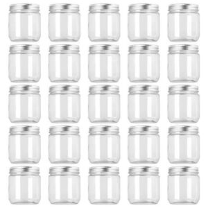 Fasmov 25 Pack 8 Ounce Clear Plastic Jars Containers with Screw On Lids, Round Empty Plastic Slime Storage Containers for Kitchen & Household Storage – BPA Free