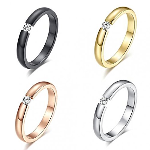 Ameesi Women’s Fashion Titanium Steel Rings Rhinestone Inlaid Wedding Band US Size 6 to 12 – Black 12 | The Storepaperoomates Retail Market - Fast Affordable Shopping