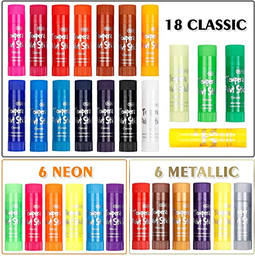 Tempera Paint Sticks, 30 Colors Solid Tempera Paint for Kids, Super Quick Drying, Works Great on Paper Wood Glass Ceramic Canvas | The Storepaperoomates Retail Market - Fast Affordable Shopping