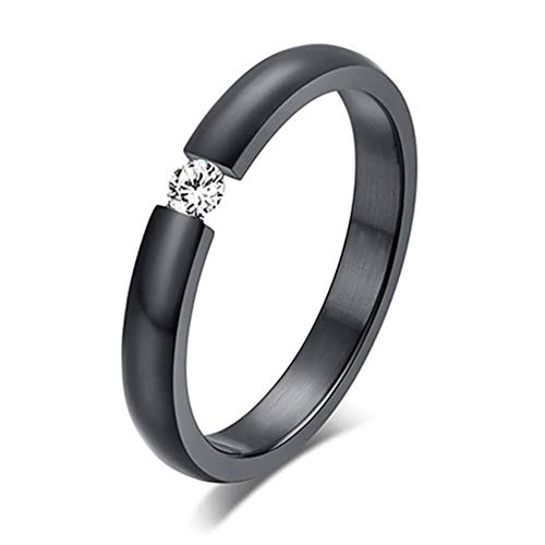 Ameesi Women’s Fashion Titanium Steel Rings Rhinestone Inlaid Wedding Band US Size 6 to 12 – Black 11 | The Storepaperoomates Retail Market - Fast Affordable Shopping