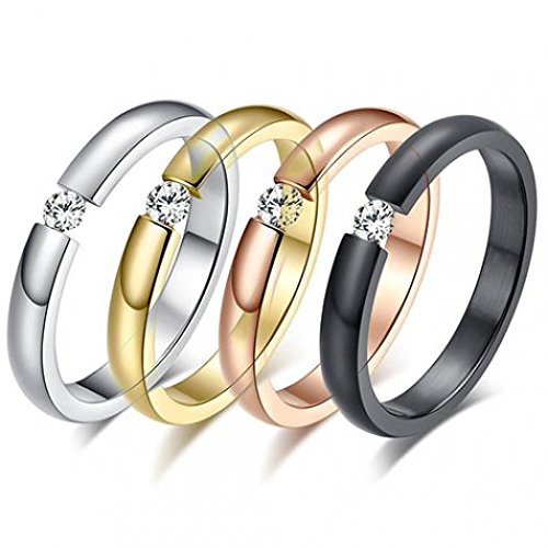 Ameesi Women’s Fashion Titanium Steel Rings Rhinestone Inlaid Wedding Band US Size 6 to 12 – Black 11 | The Storepaperoomates Retail Market - Fast Affordable Shopping