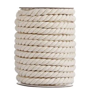 Hdviai Macrame Cord – Natural Unbleached Macrame Rope – 4 Strand Twisted Cotton Rope for Wall Hanging，DIY Craft Making，Plant Hangers，Knotting Decorative Projects (10mm x 19 Yards, White)