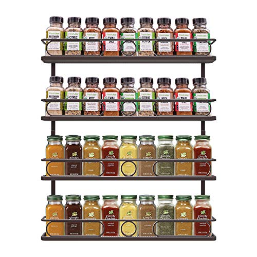 Farmhouse Style Hanging Spice Rack for Wall Mount,4 Tier Pantry Cabinet Door Spice Rack Holder,Seasoning Organizer ,Bronze | The Storepaperoomates Retail Market - Fast Affordable Shopping