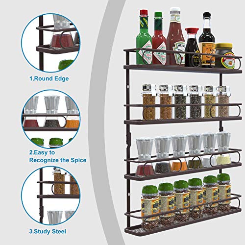Farmhouse Style Hanging Spice Rack for Wall Mount,4 Tier Pantry Cabinet Door Spice Rack Holder,Seasoning Organizer ,Bronze | The Storepaperoomates Retail Market - Fast Affordable Shopping