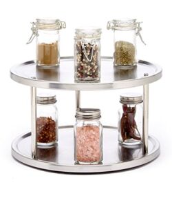 Sagler 2 Tier Lazy Susan Turntable 360-degree Lazy Susan Organizer use for a Spice Organizer or Kitchen Cabinet Organizers Stain-Resistant