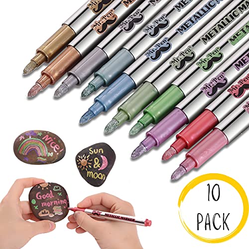 Mr. Pen- Metallic Paint Markers,10 Colors, Metallic Markers for Black Paper, Rock Painting, Card Making, Ceramics, Metal, Glass, DIY Photo Album, Scrapbooking Supplies, Christmas Gifts | The Storepaperoomates Retail Market - Fast Affordable Shopping