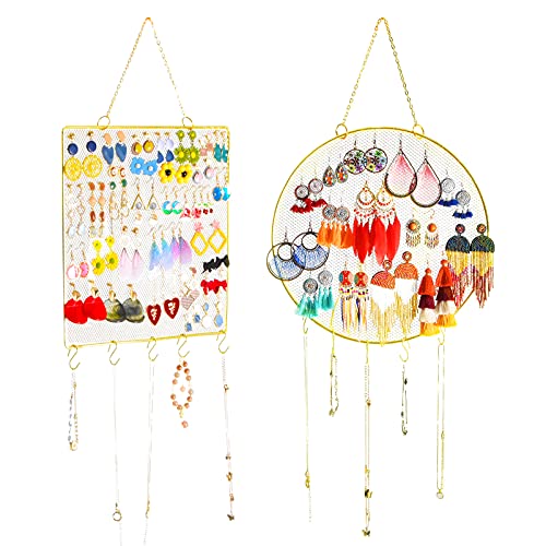 Earring Organizer Set 2 Pack | Hanging Earring Holder | Earring Display Wall Mounted | Stud Earring Holder | Dangle Earring Organizer | Decorative Jewelry Organizer | 10 Hooks for Necklaces, Bracelets | The Storepaperoomates Retail Market - Fast Affordable Shopping