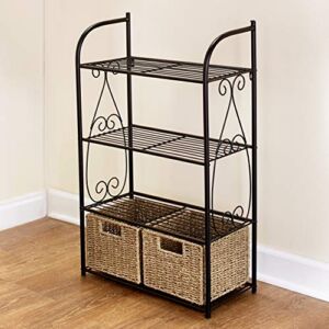The Lakeside Collection Seagrass Linen Shelving with Baskets –