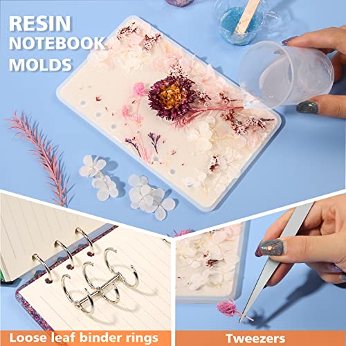 3Pcs Notebook Cover Resin Casting Molds for A5 A6 A7, LEOBRO Notebook Cover Silicone Molds, Resin Notebook Molds, Silicone Resin Molds for Notebook Epoxy Resin DIY, with Book Rings, Tweezers, Spoons | The Storepaperoomates Retail Market - Fast Affordable Shopping
