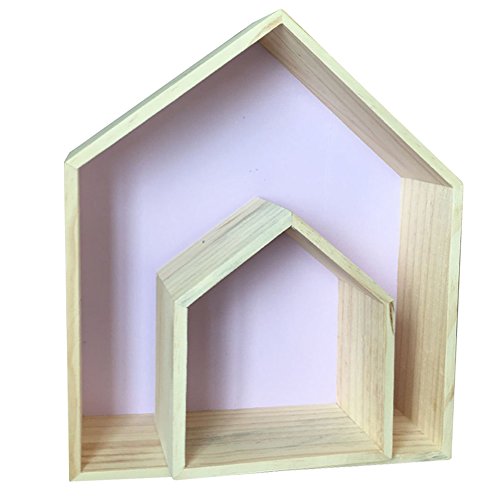 Da Jia 2PCS Wooden House-Shaped Wall Storage Shelf Kid’s Room Decoration(Purple) | The Storepaperoomates Retail Market - Fast Affordable Shopping