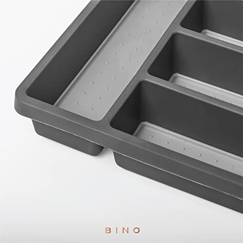 BINO 5-Slot Silverware Organizer – Grey, Small – Utensil Drawer Organizer with Soft Grip Lining | The Storepaperoomates Retail Market - Fast Affordable Shopping