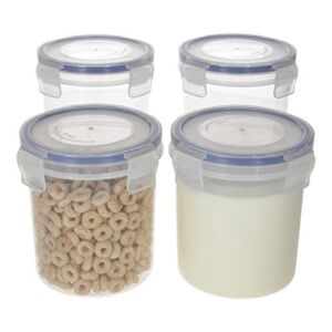 Overnight Oats Container with Lids (4-Piece set) – 16 oz Plastic Containers with Lids – Oatmeal Container to go | Portable Cereal and Milk Container on the go | Snap Lock Storage Jars with Airtight Lids