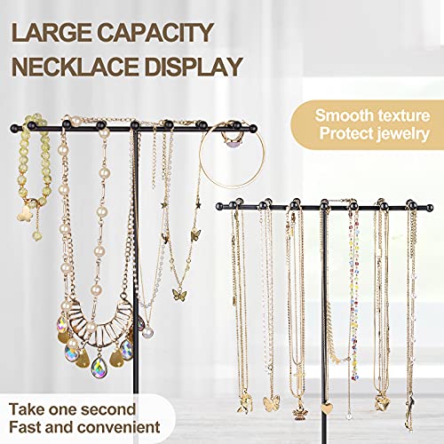 Ekero Jewelry Organizer Stand Necklace Organizer Adjustable Height Jewelry Holder Large Capacity Necklace Earring Holder Ring Bracelet Display 3-in-1 Matte Black | The Storepaperoomates Retail Market - Fast Affordable Shopping