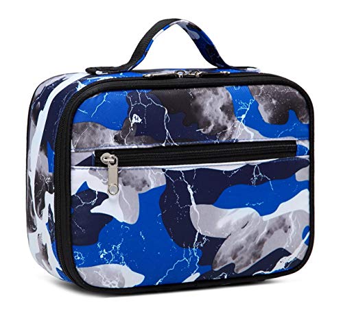 BLUEFAIRY Kids Insulated Lunch Box Bags for Girls Camouflage Lunchboxes for Boys Outdoor Camping Food Cooler Carrier (Blue Camo) | The Storepaperoomates Retail Market - Fast Affordable Shopping