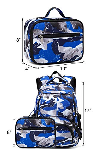BLUEFAIRY Kids Insulated Lunch Box Bags for Girls Camouflage Lunchboxes for Boys Outdoor Camping Food Cooler Carrier (Blue Camo) | The Storepaperoomates Retail Market - Fast Affordable Shopping