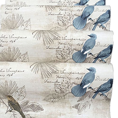 Vintage Floral Adhesive Paper Vinyl Shelf Liner Peel Stick Dresser Drawer Sticker Home Deco 17.7inch by 118inch (Bird) | The Storepaperoomates Retail Market - Fast Affordable Shopping