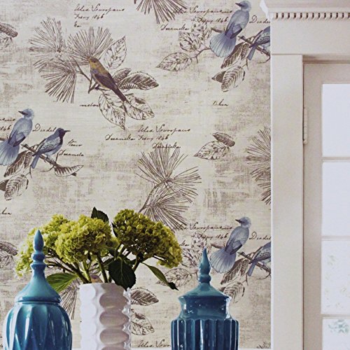 Vintage Floral Adhesive Paper Vinyl Shelf Liner Peel Stick Dresser Drawer Sticker Home Deco 17.7inch by 118inch (Bird) | The Storepaperoomates Retail Market - Fast Affordable Shopping