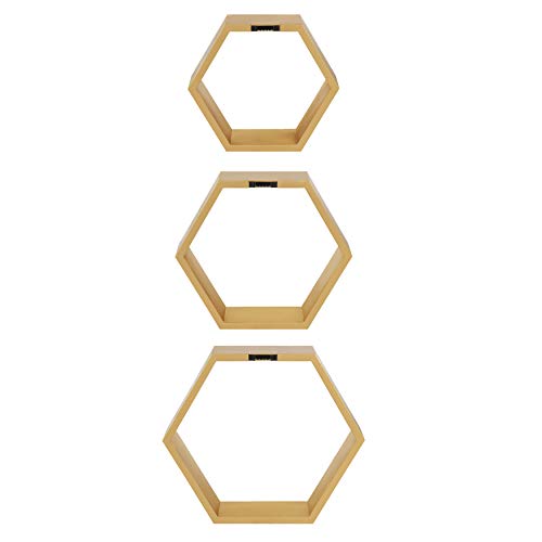 Kate and Laurel Putnam Hexagon Shelf, Set of 3, Gold, Dynamic Geometric Wall Decor and Storage | The Storepaperoomates Retail Market - Fast Affordable Shopping